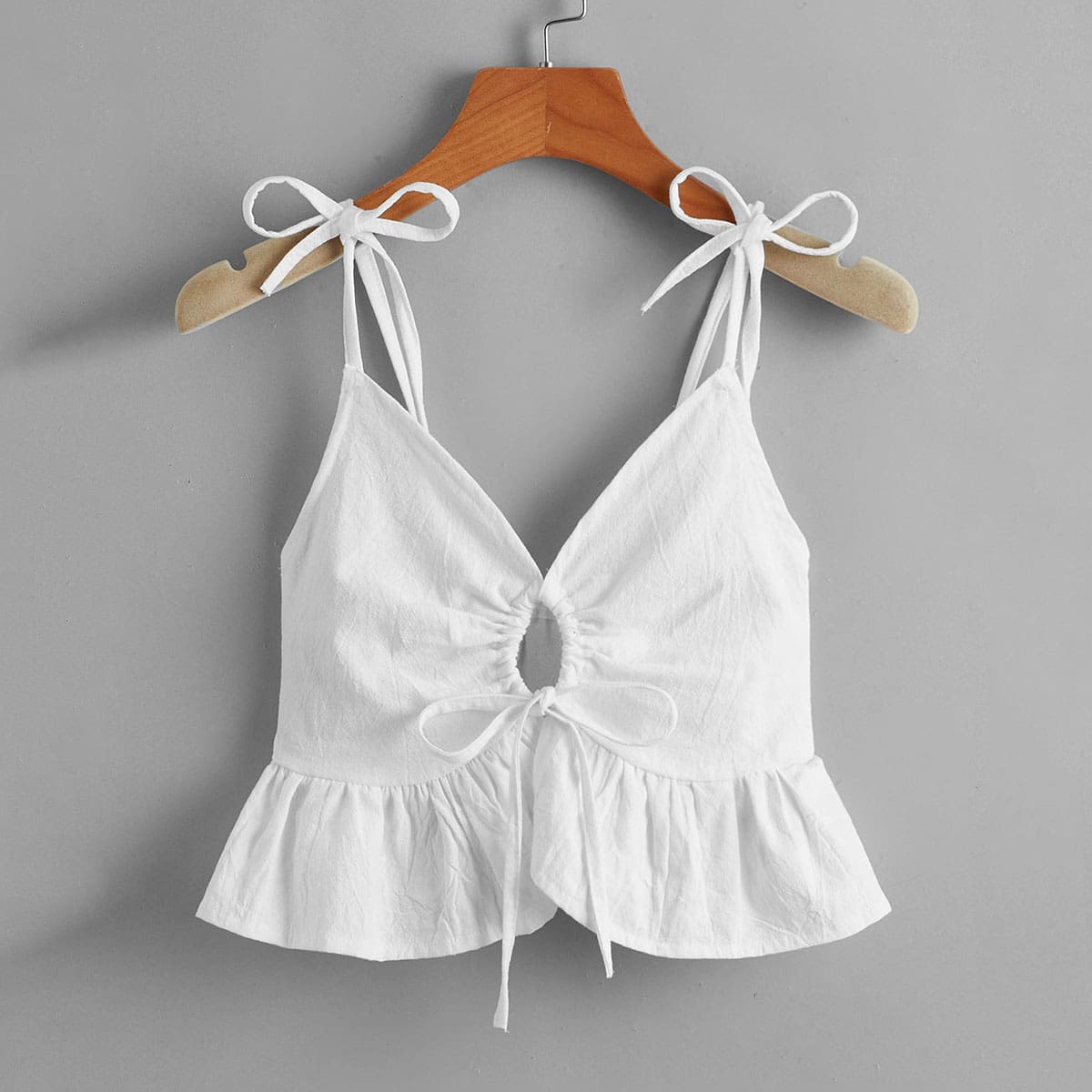 

Solid Tie Shoulder Cami, White