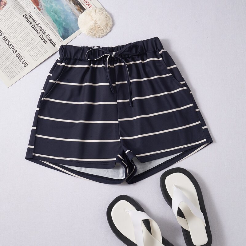 

Striped Drawstring Shorts, Navy blue