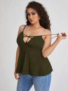 SHEIN SXY Top de tirantes con tiras cruzadas delanteras - Verde militar - Ver 1