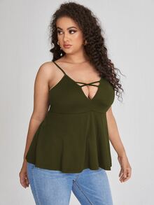 SHEIN SXY Top de tirantes con tiras cruzadas delanteras - Verde militar - Ver 3