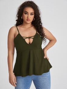SHEIN SXY Top de tirantes con tiras cruzadas delanteras - Verde militar - Ver 5