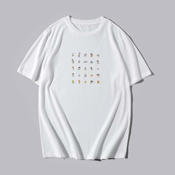 

Men Cartoon Graphic Tee, White