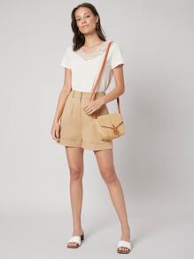 SHEIN Body estilo camiseta regular - Beis - Ver 4