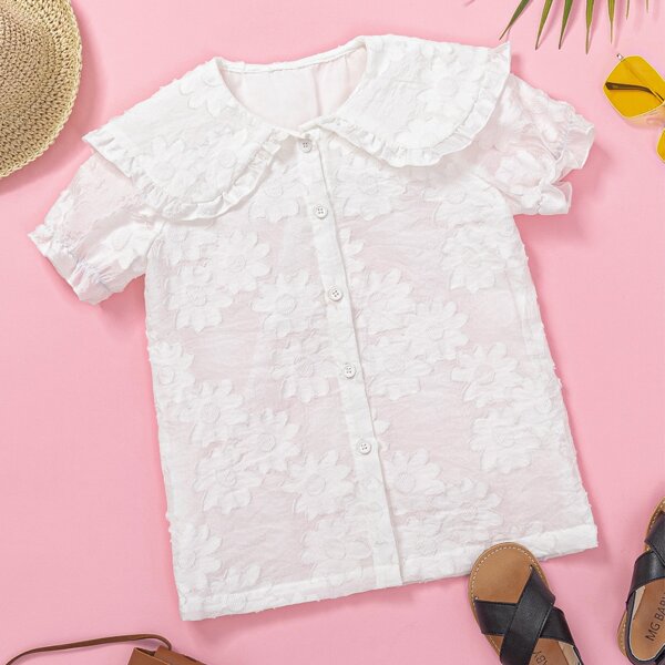 

Girls Peter Pan Collar Blouse, White