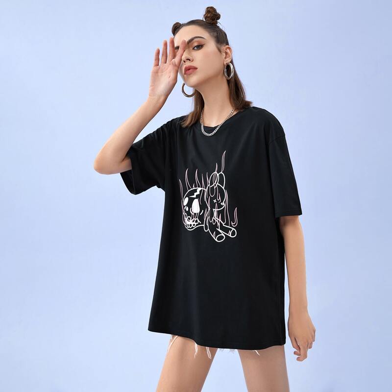 

Skull & Fire Graphic Tee, Black