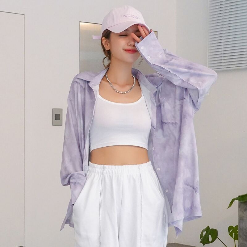 

Tie Dye Drop Shoulder Blouse, Mauve purple