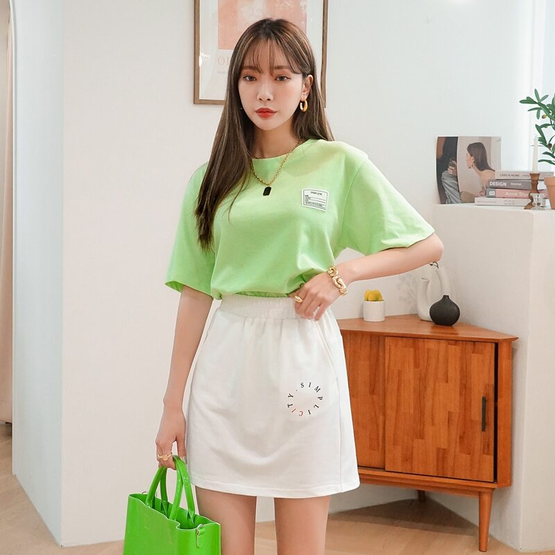 

Letter Patched Drop Shoulder Tee, Green