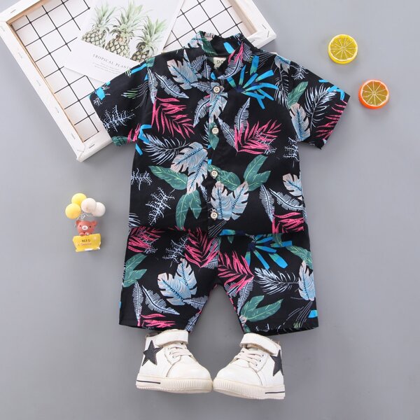 

Toddler Boys Tropical Print Shirt With Shorts, Multicolor