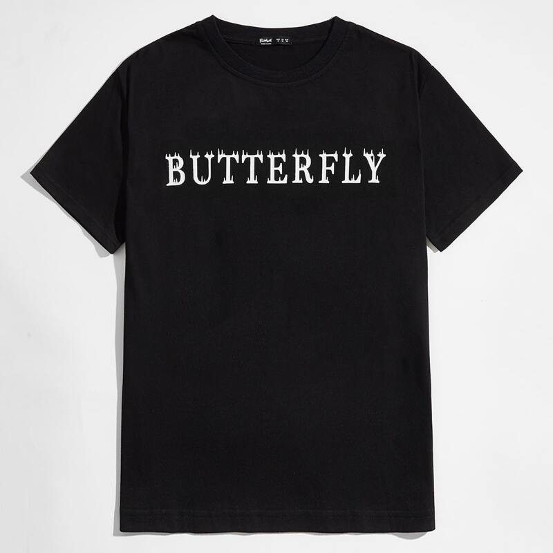 

Guys Letter Butterfly Graphic Tee, Black