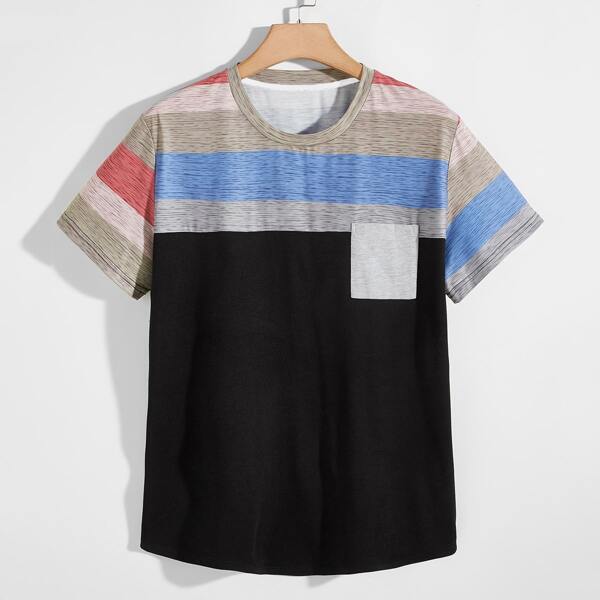

Men Colorblock Pocket Patched Tee, Multicolor