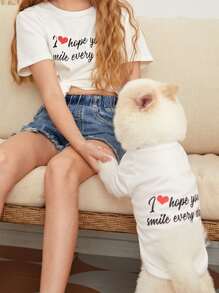 PETSIN Slogan Graphic Pet Tee - White - View 3