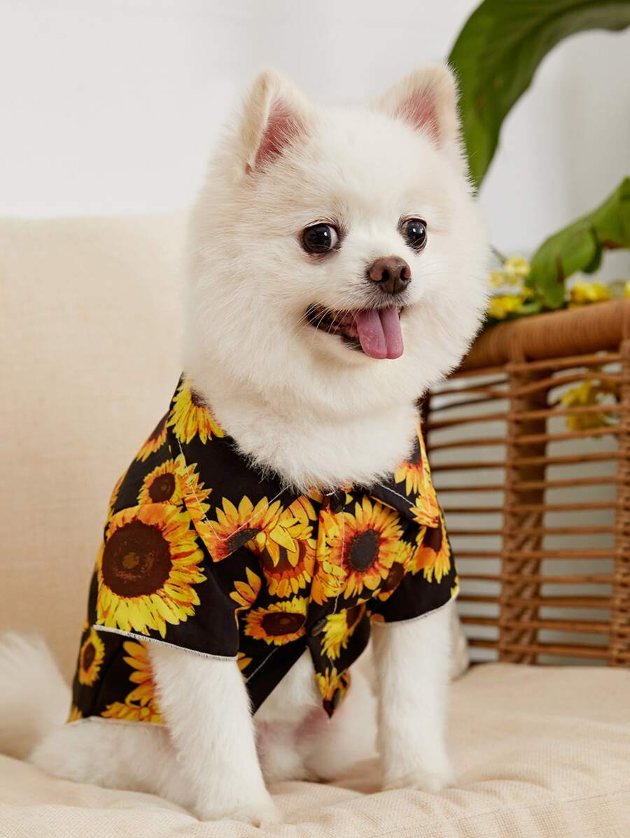PETSIN Sunflower Print Pet Shirt - Multicolor - View 1