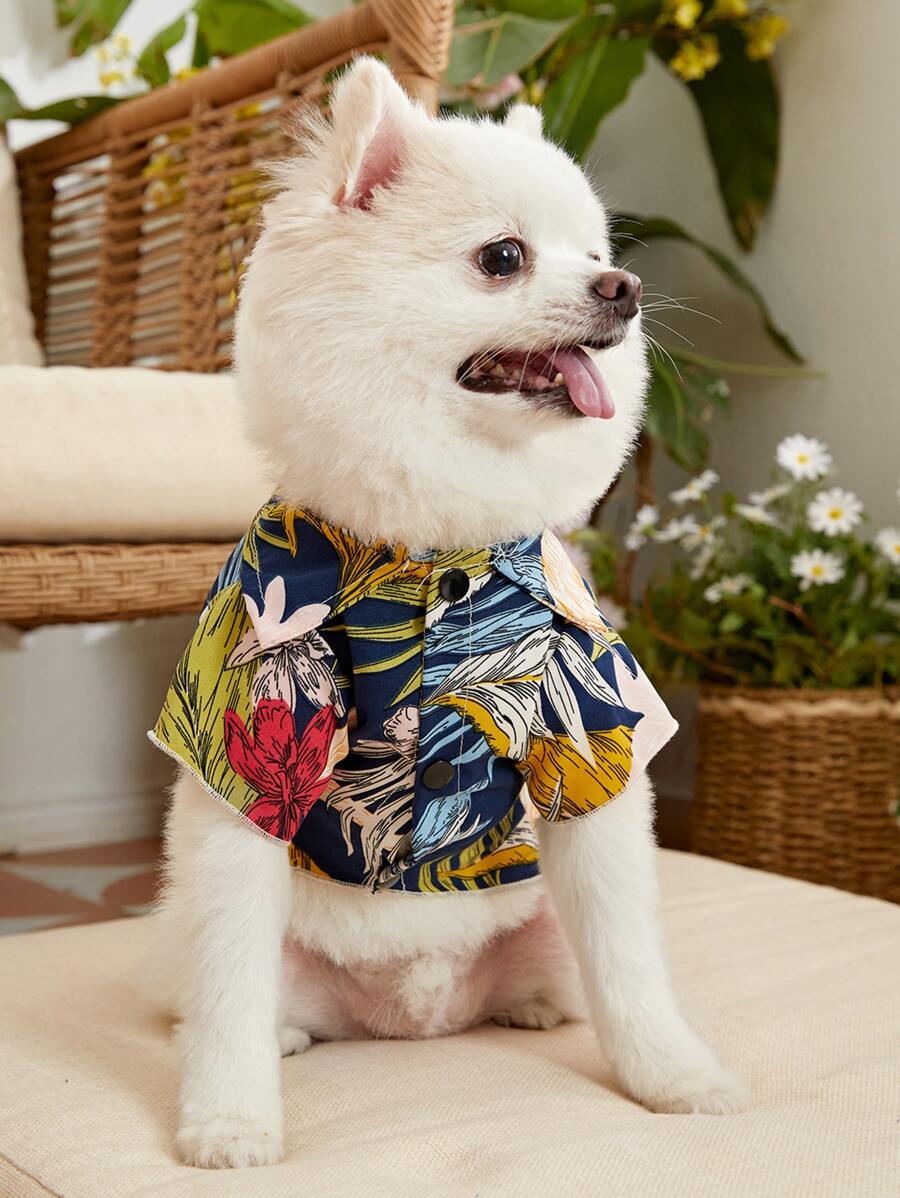 PETSIN Leaf Print Pet Shirt - Multicolor - View 1