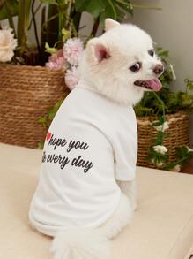 PETSIN Slogan Graphic Pet Tee - White - View 4