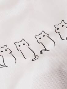 PETSIN Cartoon Cat Print Pet Tee - White - View 5