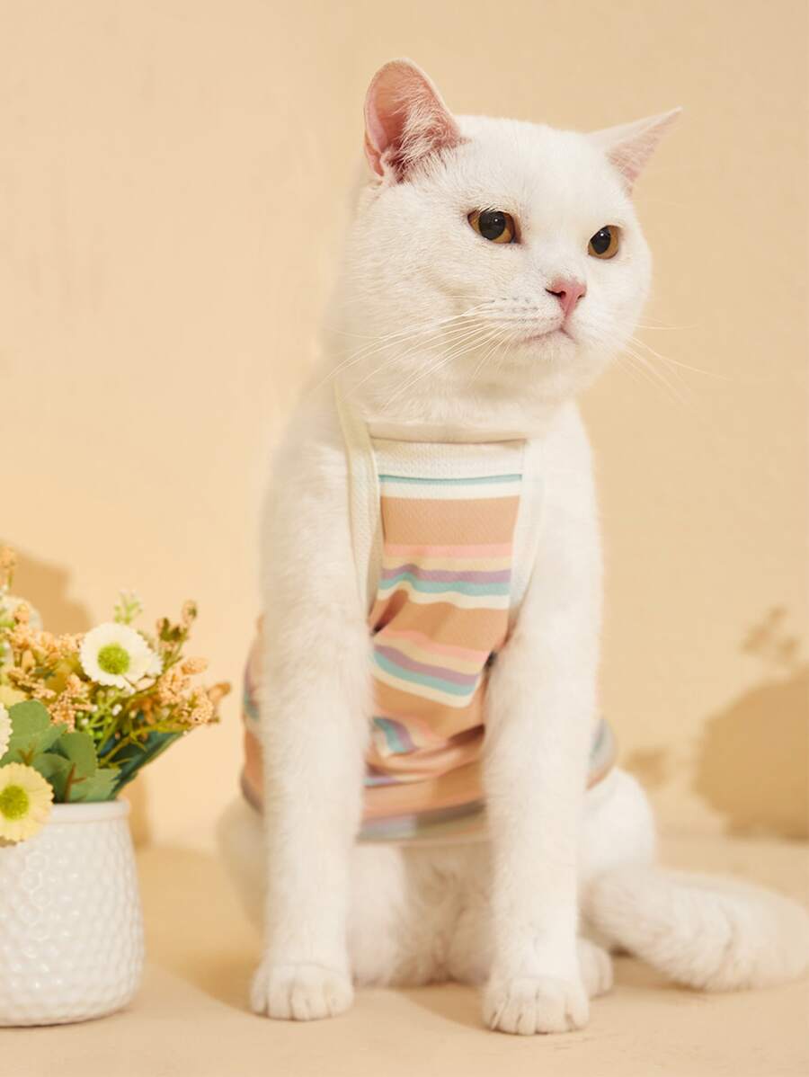 PETSIN Striped Pattern Pet Tank - Multicolor - View 1