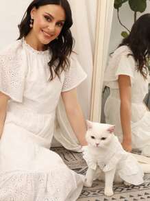 1 Pieza Falda De Encaje Blanca Para Mascotas Adecuado Para Gatos Y Perros