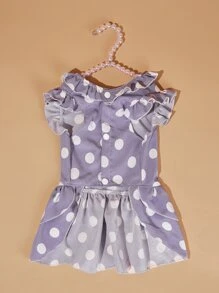 Polka Dot Pattern Pet Dress - Purple - View 5
