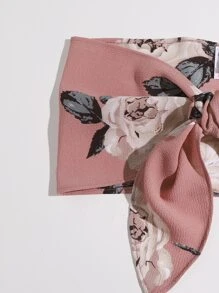 SHEIN Conjunto top tubo floral con nudo con shorts - Rosa vieja - Ver 4