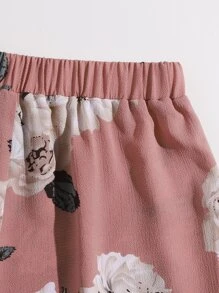 SHEIN Conjunto top tubo floral con nudo con shorts - Rosa vieja - Ver 5