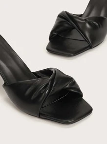 MOTF PREMIUM PU LEATHER TWIST MULES - Black - View 4