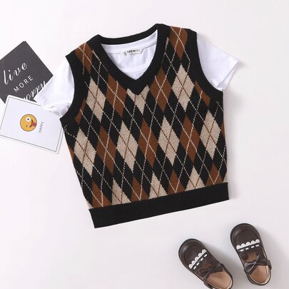 Girls Argyle Pattern Sweater Vest