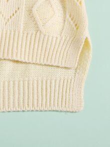 SHEIN Girls High Low Hem Sweater Vest - Beige - View 3