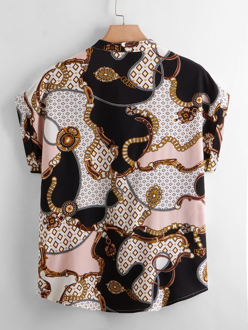 Plus Chain Print Batwing Sleeve Blouse