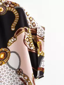 SHEIN LUNE Plus Chain Print Batwing Sleeve Blouse - Multicolor - View 4
