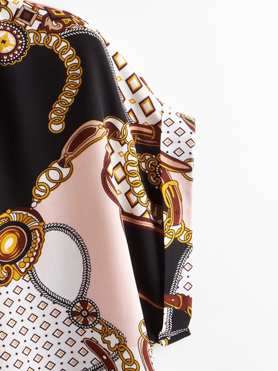 Plus Chain Print Batwing Sleeve Blouse