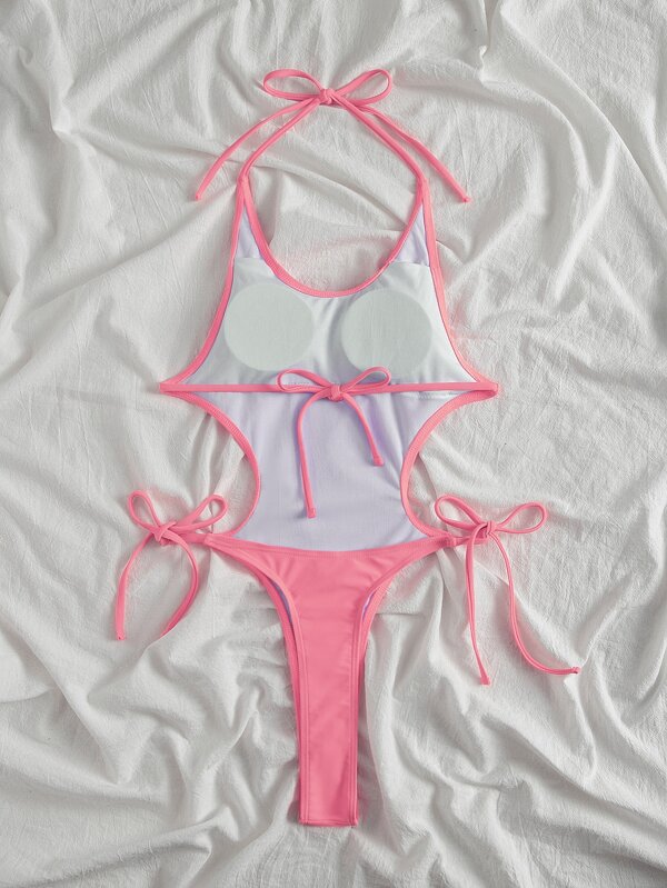 Tie Side High Cut One Piece Swimsuit SHEIN USA