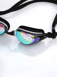 SHENYU نظارات سباحة مضادة للضباب ومضادة للأشعة فوق البنفسجية مع مشبك الأنف وسدادات الأذن، ضروريات الشاطئ، اكسسوارات الشاطئ، طفاية حمام السباحة - أبيض وأسود - مشاهدة 4