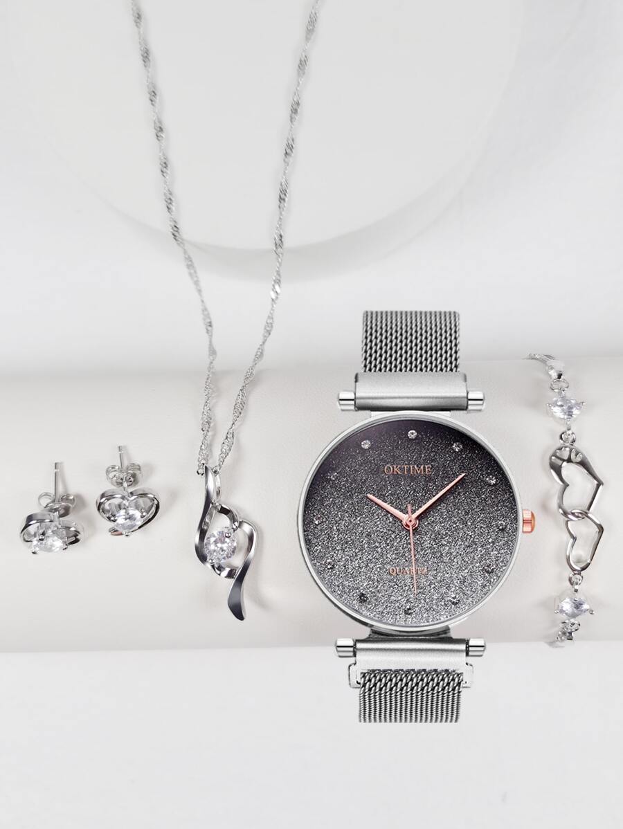 Conjuntos de Relojes Estrás Más - Plateado - Ver 1