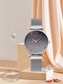 Conjuntos de Relojes Estrás Más - Plateado - Ver 3