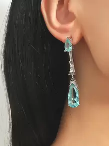 水鑽耳墜 - 淺藍色 - 查看 1