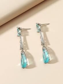 水鑽耳墜 - 淺藍色 - 查看 2