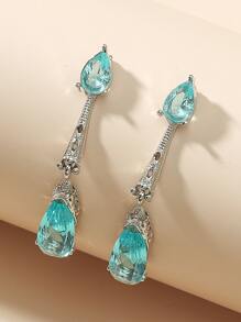 水鑽耳墜 - 淺藍色 - 查看 3