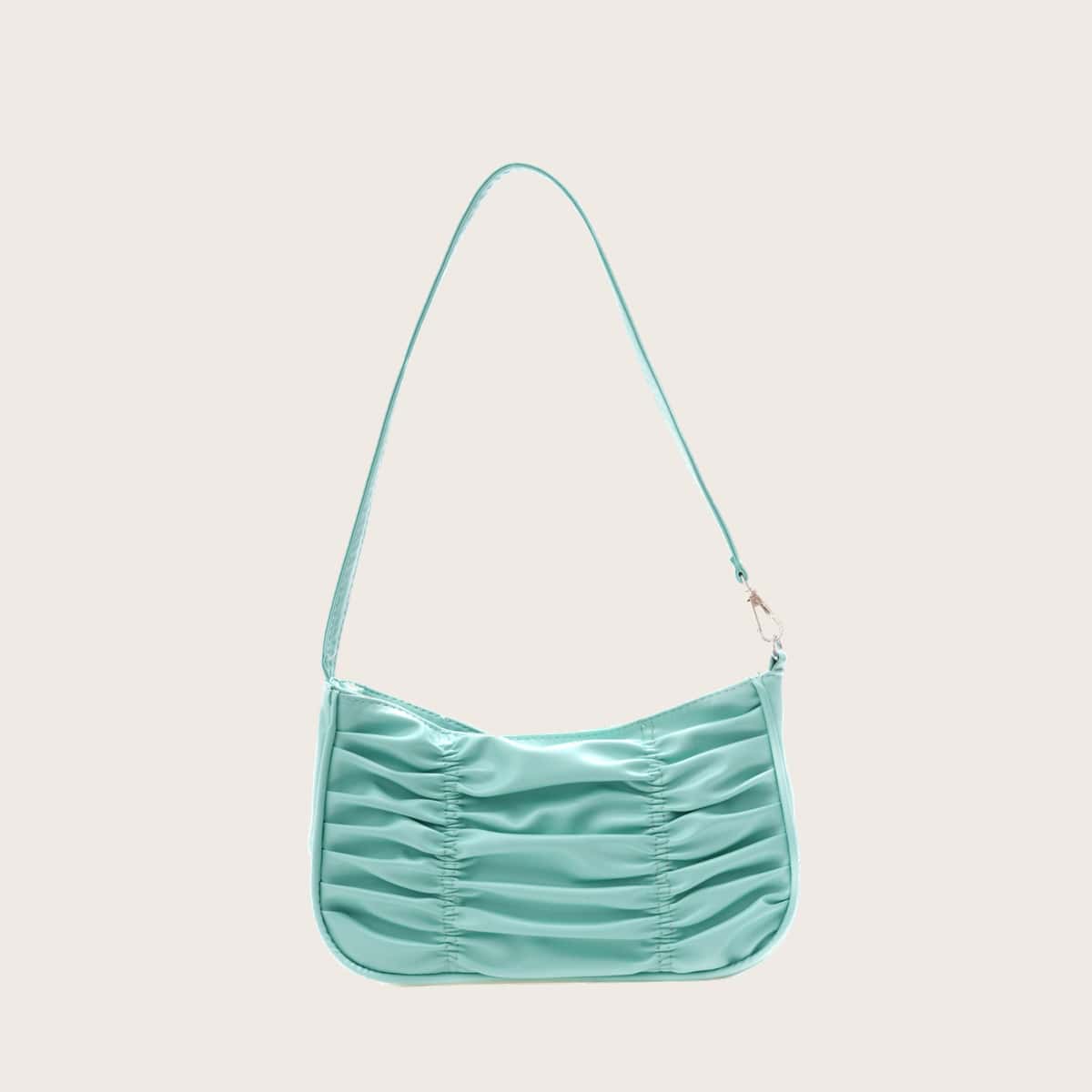 

Solid Ruched Baguette Bag, Baby blue