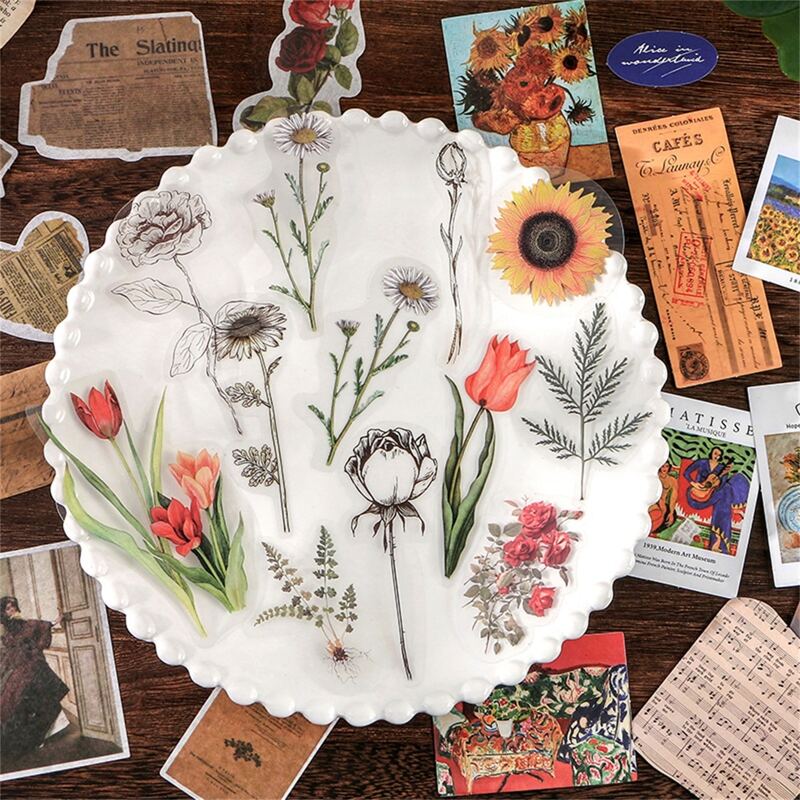 

40pcs Floral Sticker, Multicolor