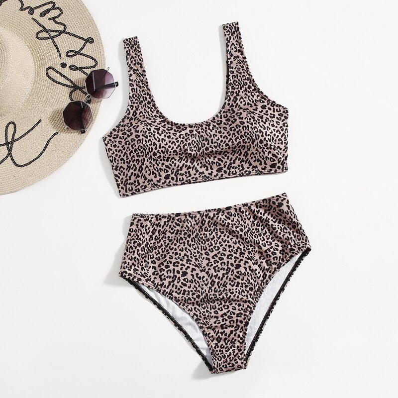 

Leopard Tank Bikini Swimsuit, Multicolor