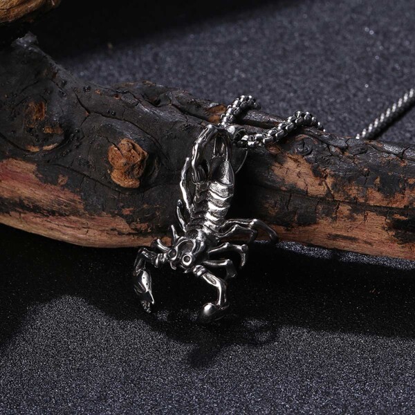 

Men Scorpion Charm Necklace, Silver