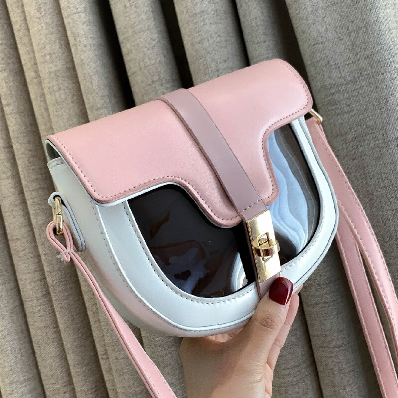 

Colorblock Clear Saddle Bag, Multicolor
