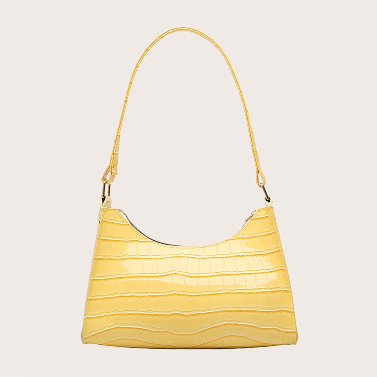 

Croc Embossed Baguette Bag, Yellow
