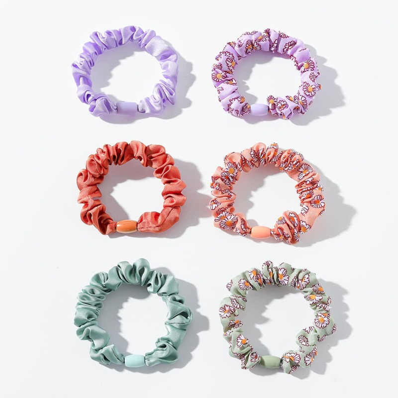 

6pcs Flower Print Hair Tie, Multicolor