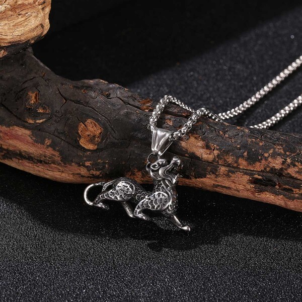 

Men Kirin Charm Necklace, Silver