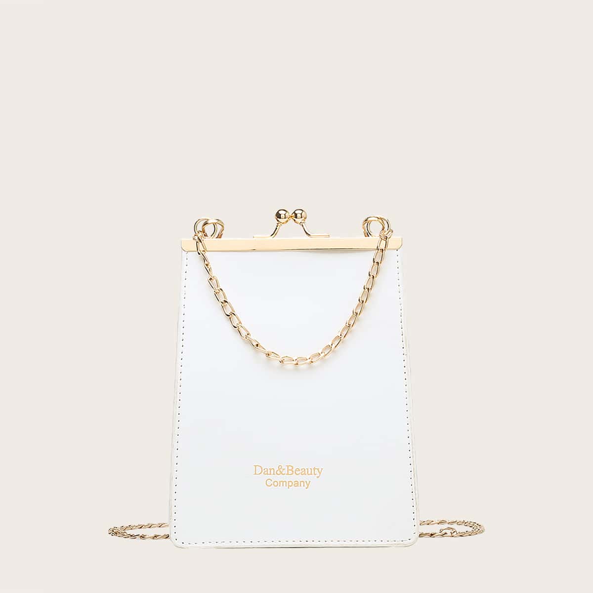 

Kiss Lock Chain Crossbody Bag, White