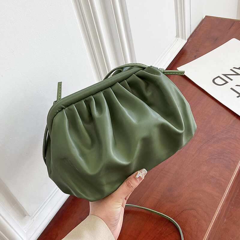 

Solid Ruched Bag, Army green