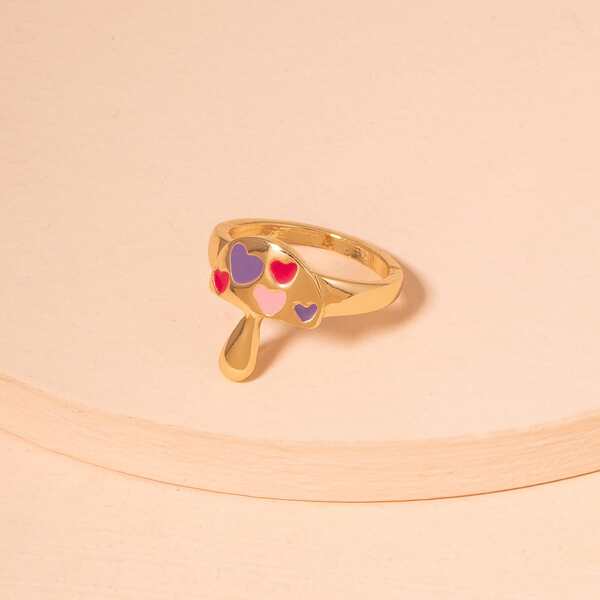 

Heart Pattern Ring, Multicolor