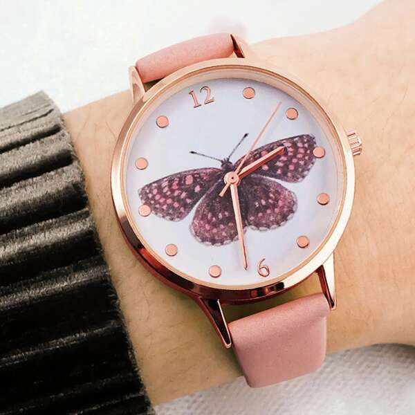 

Butterfly Dial Round Pointer Watch