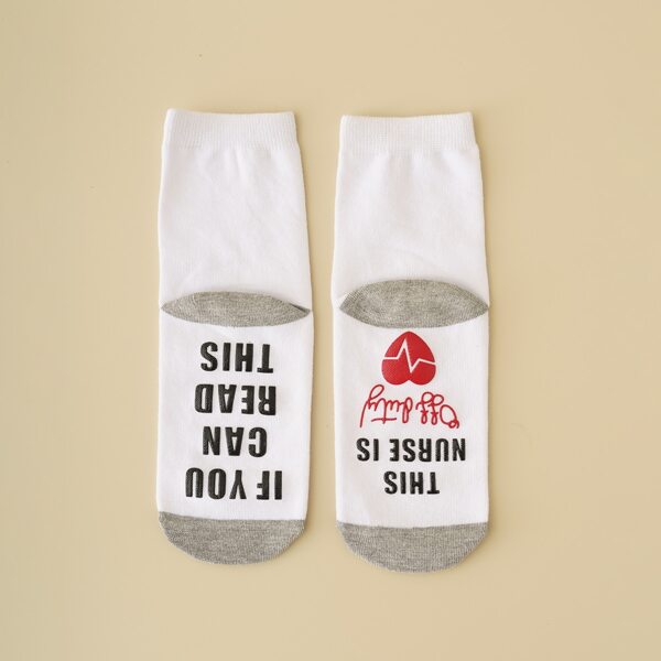 

Letter Graphic Socks, White